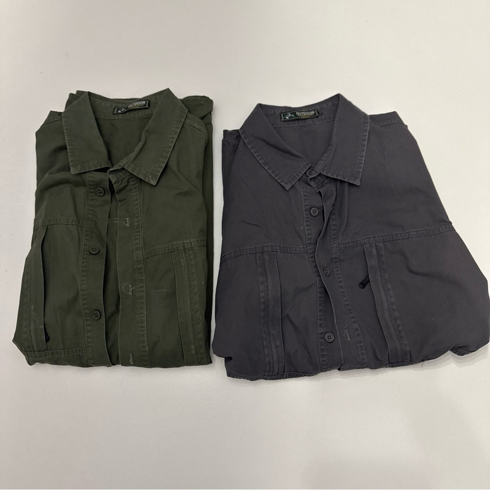 Outdoor Life Green and Gray Casual Button Down Shirts